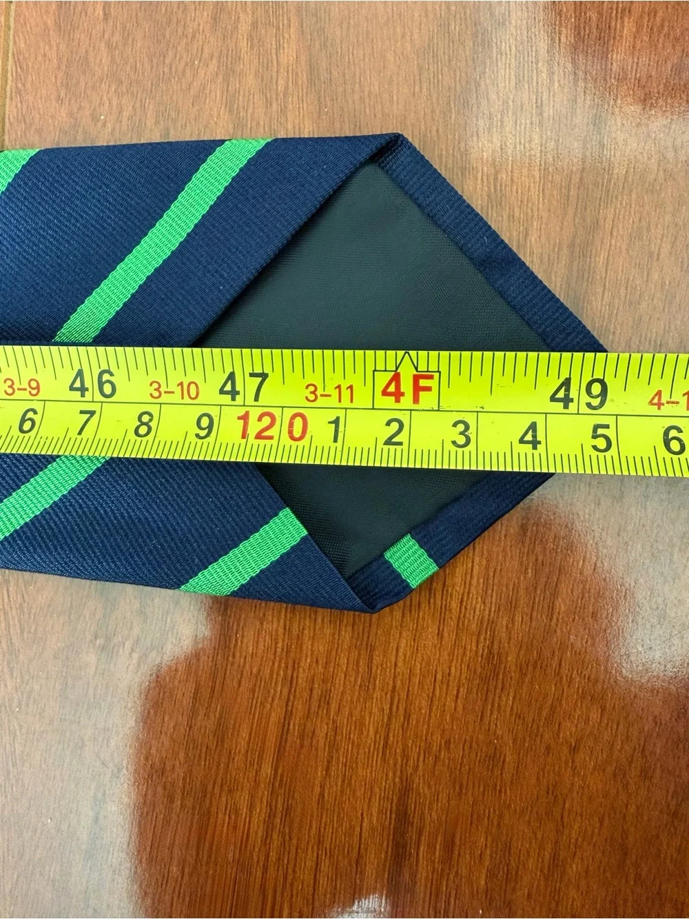 Polo Ralph Lauren Boys Silk Striped Tie Navy Blue Lime Green Short Length 48